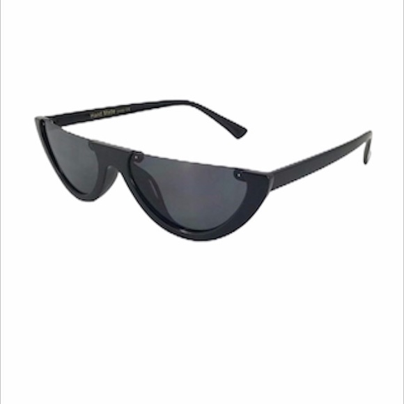 Flat Top Moon Shape Semi Rimless Frame Cat Eye Sunglasses - Various Colors - Picture 2 of 5